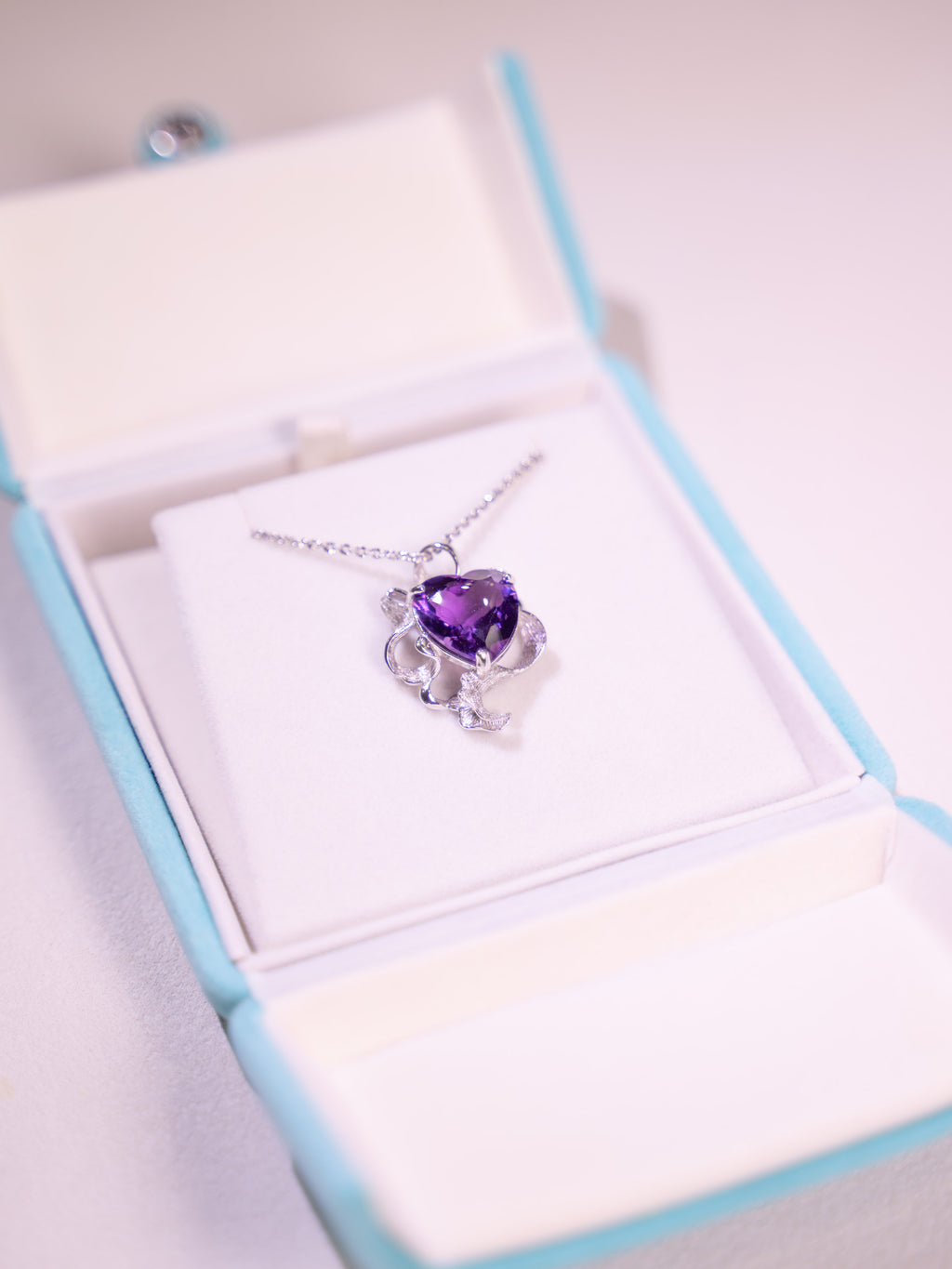 Amethyst Heart Silver Necklace