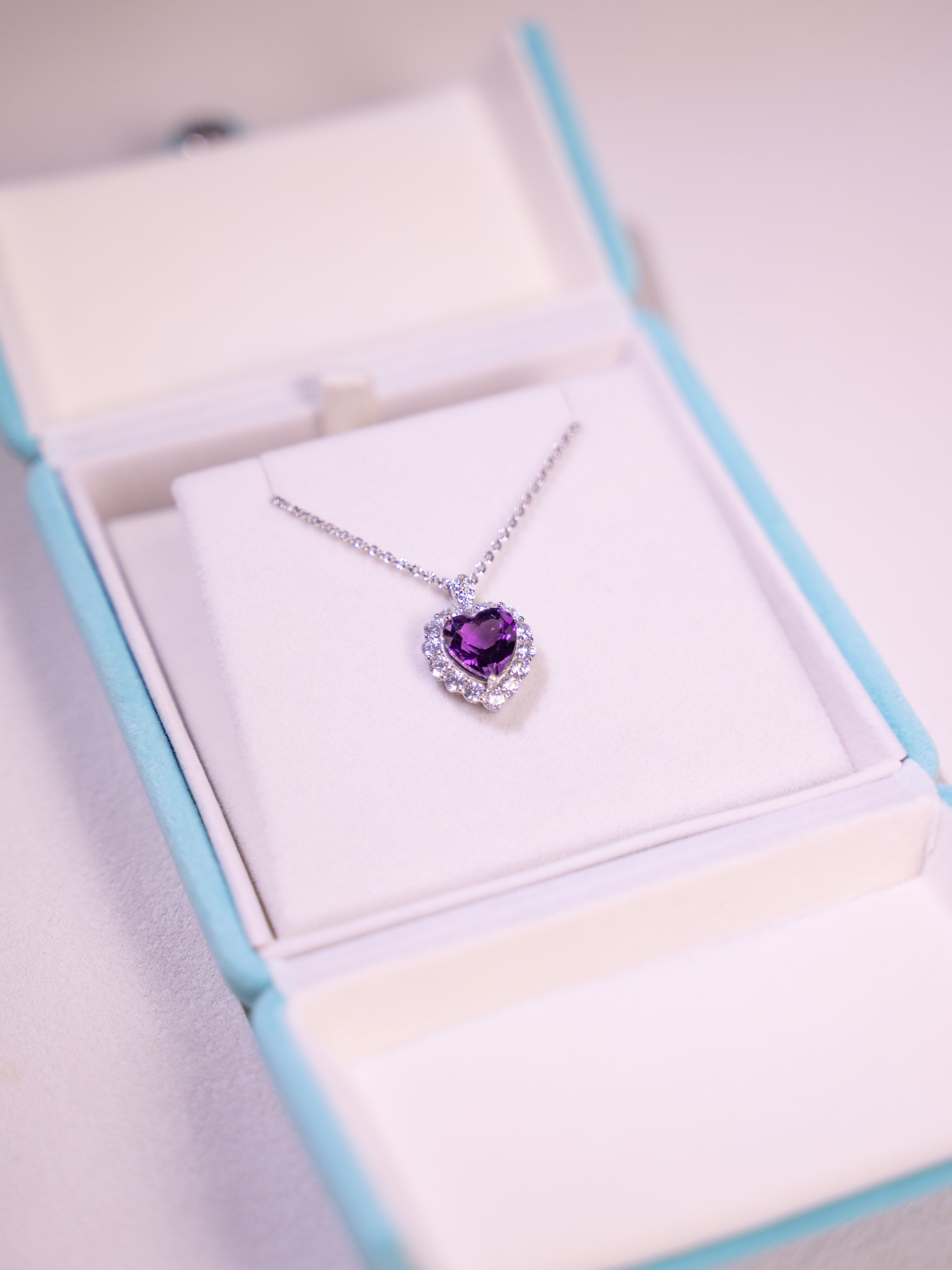 Amethyst Heart Silver Necklace