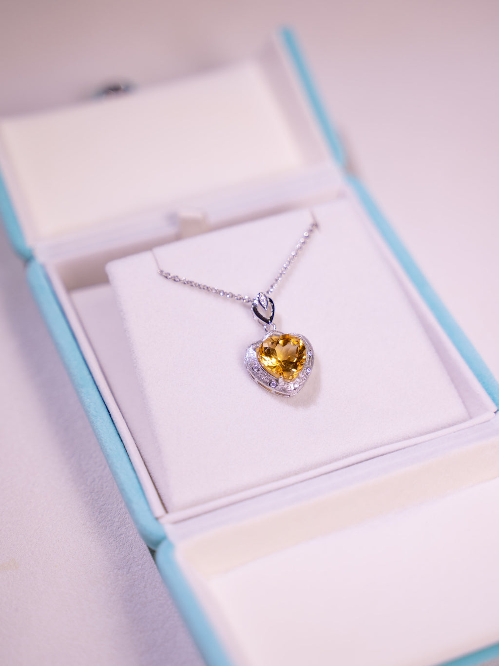 Citrine Heart Silver Necklace