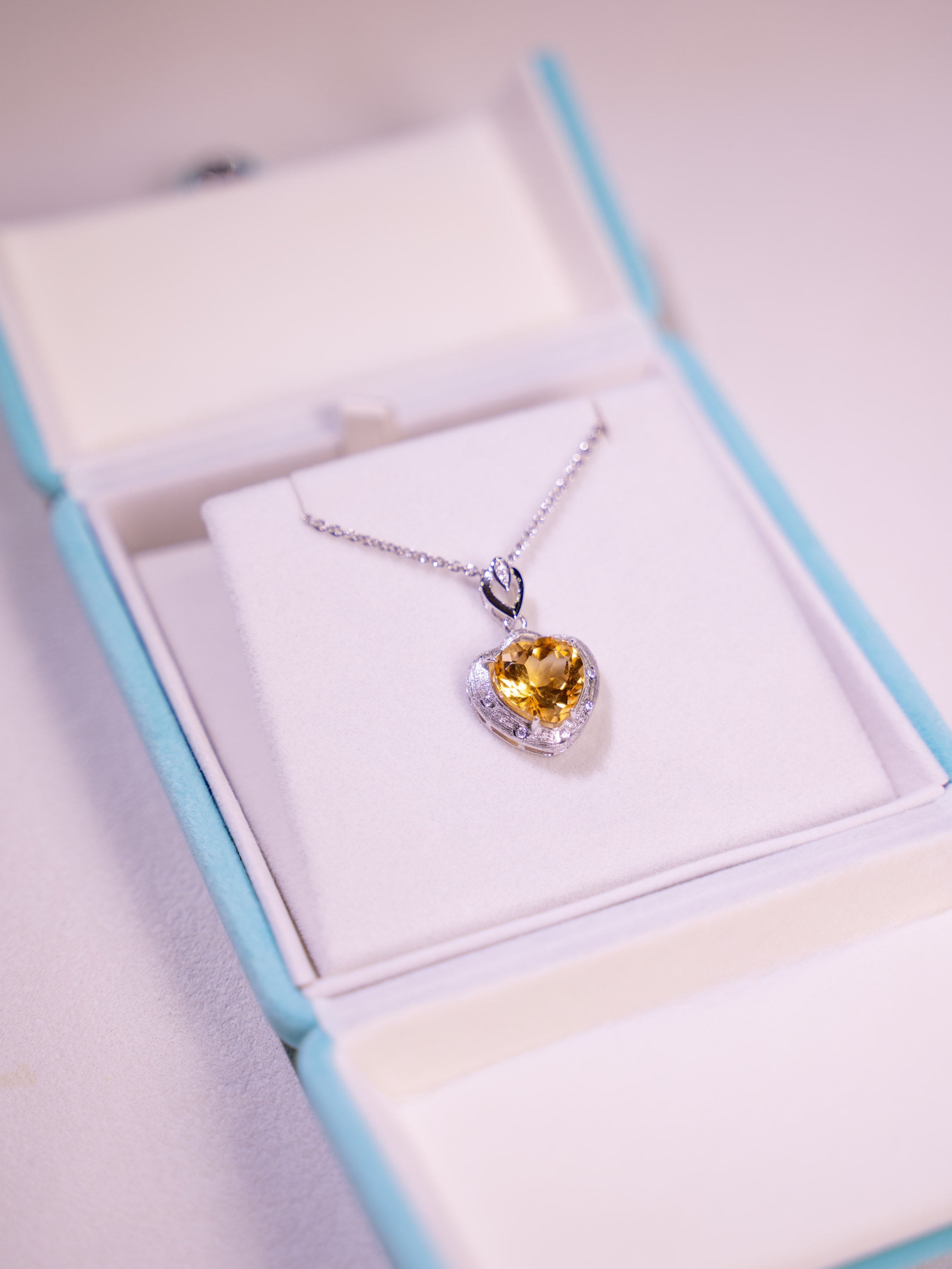 Citrine Heart Silver Necklace