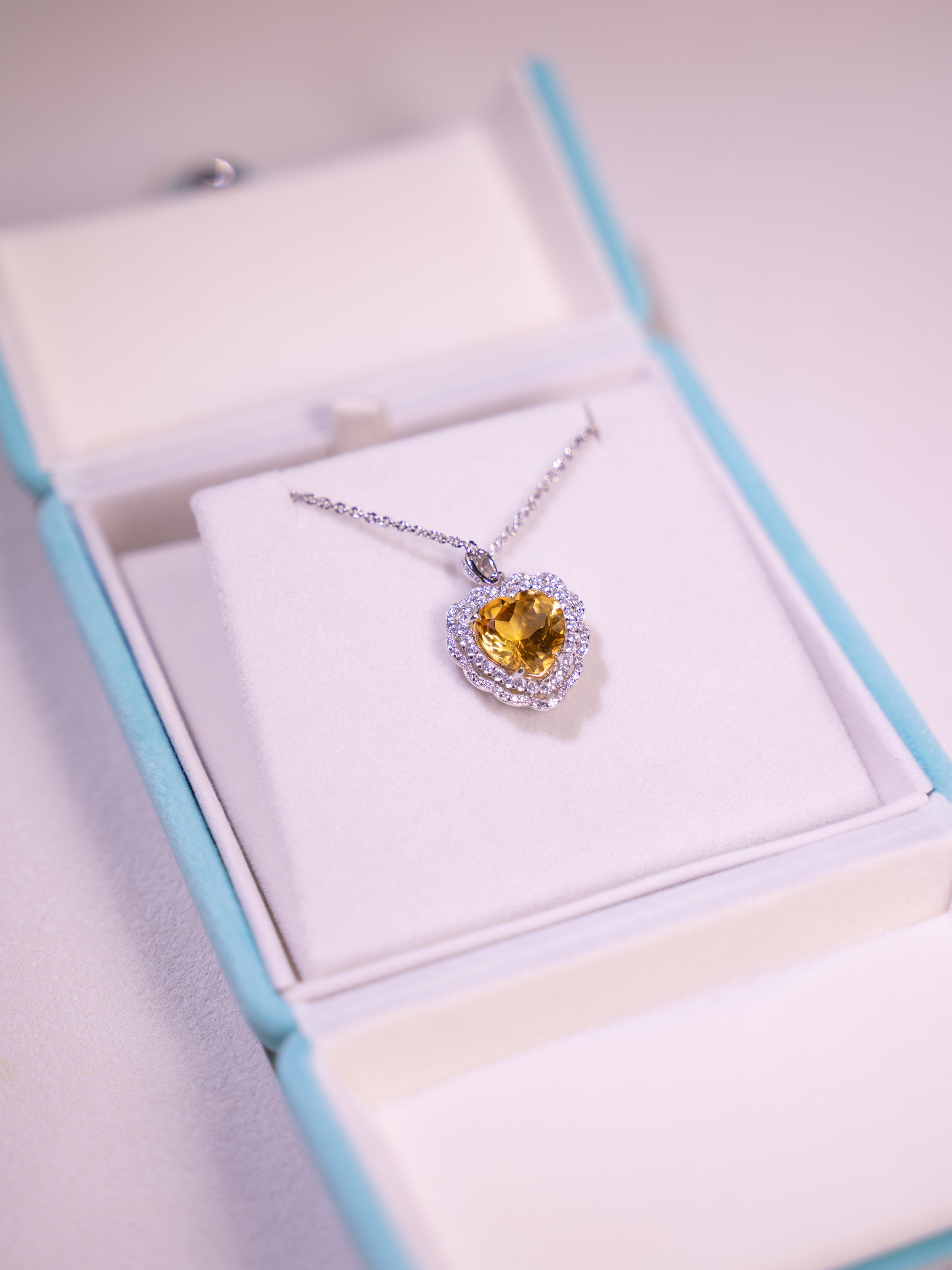 Citrine Heart Silver Necklace