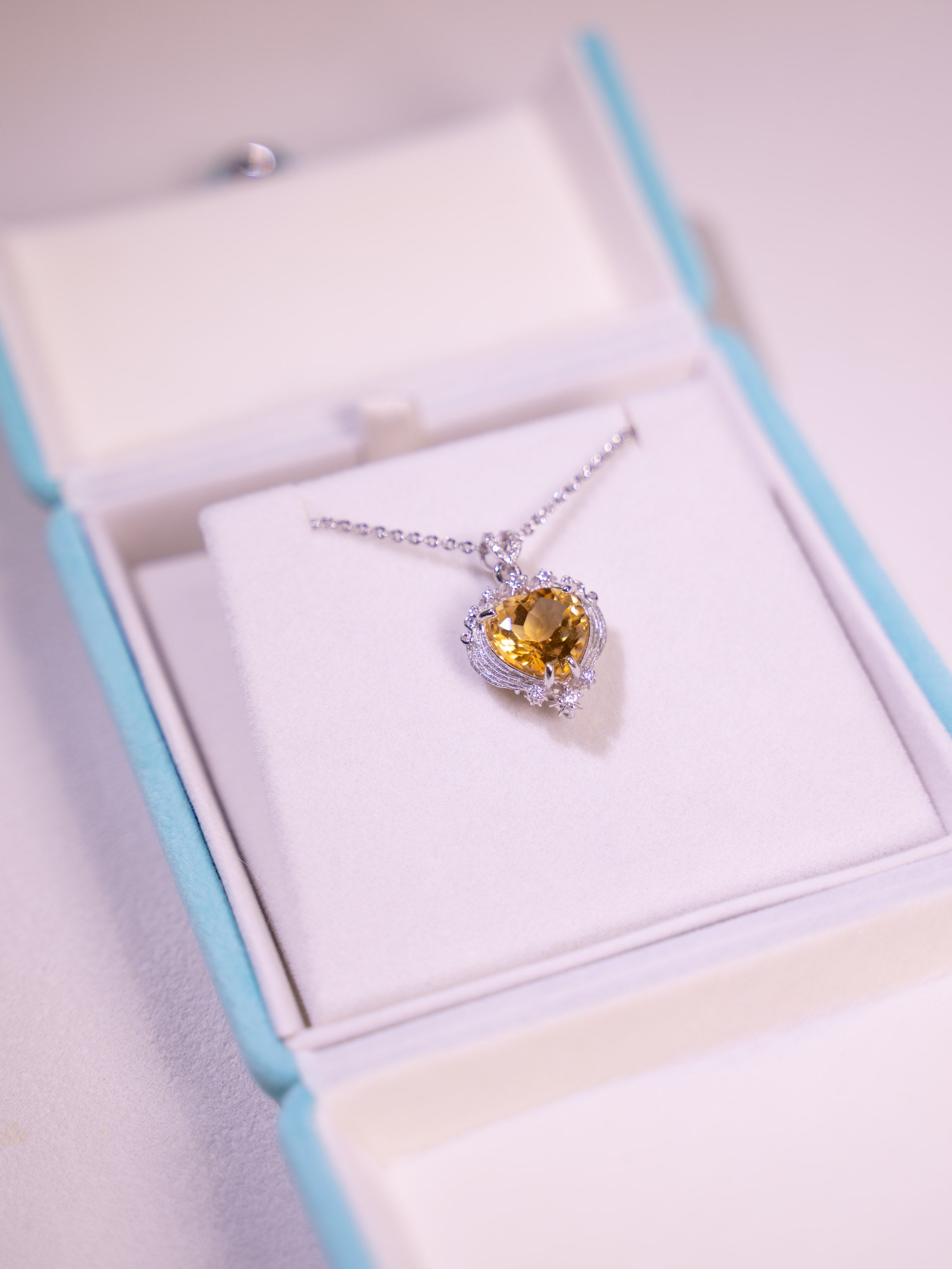 Citrine Heart Silver Necklace