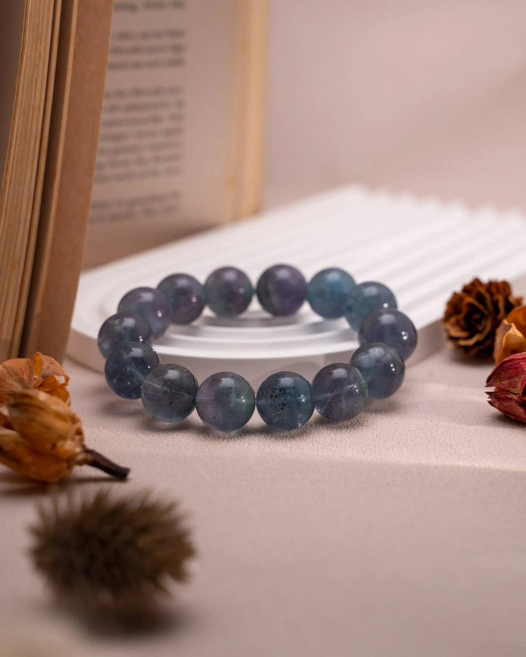 Purple Blue Bi-color Fluorite with Pyrite Inclusion Mood Crystal