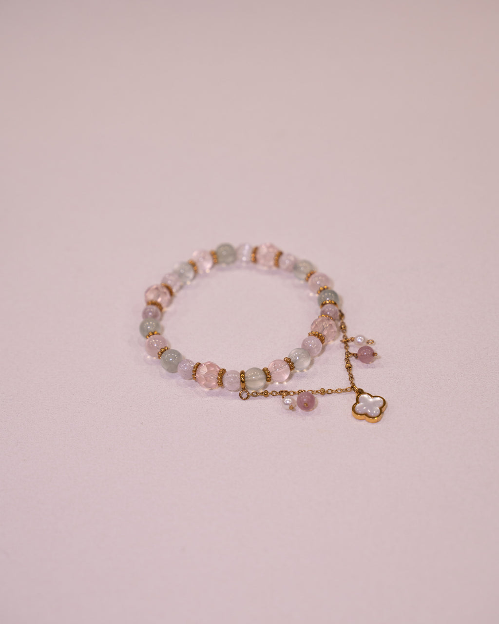 Vernal -  Prehnite,  Kunzite, Rose Quartz (Elastic)