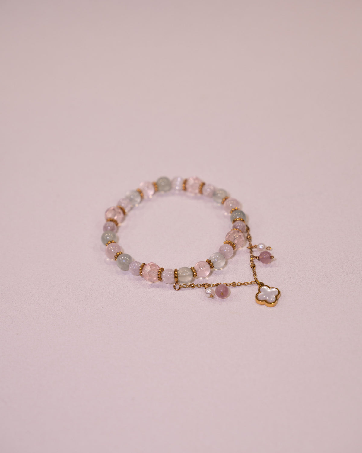 Vernal -  Prehnite,  Kunzite, Rose Quartz (Elastic)