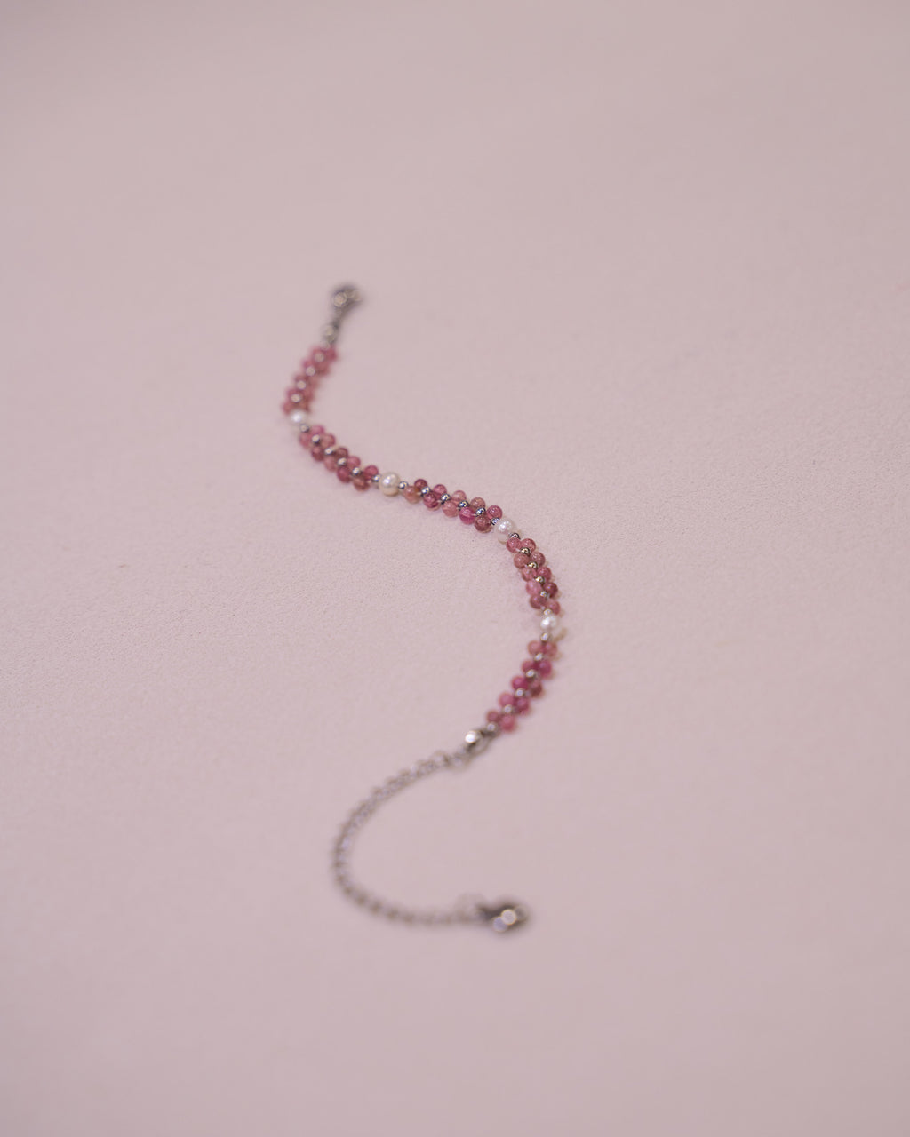 Pink Tourmaline bracelet with Adjustable Chain & Clasp