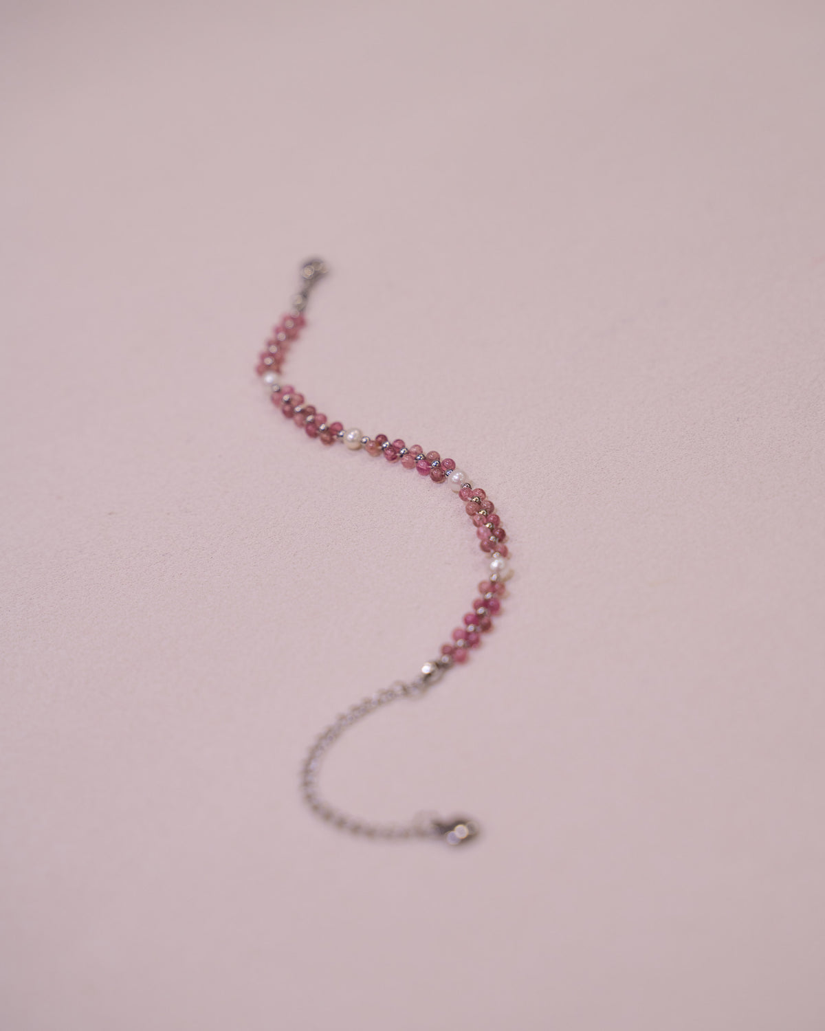 Pink Tourmaline bracelet with Adjustable Chain & Clasp