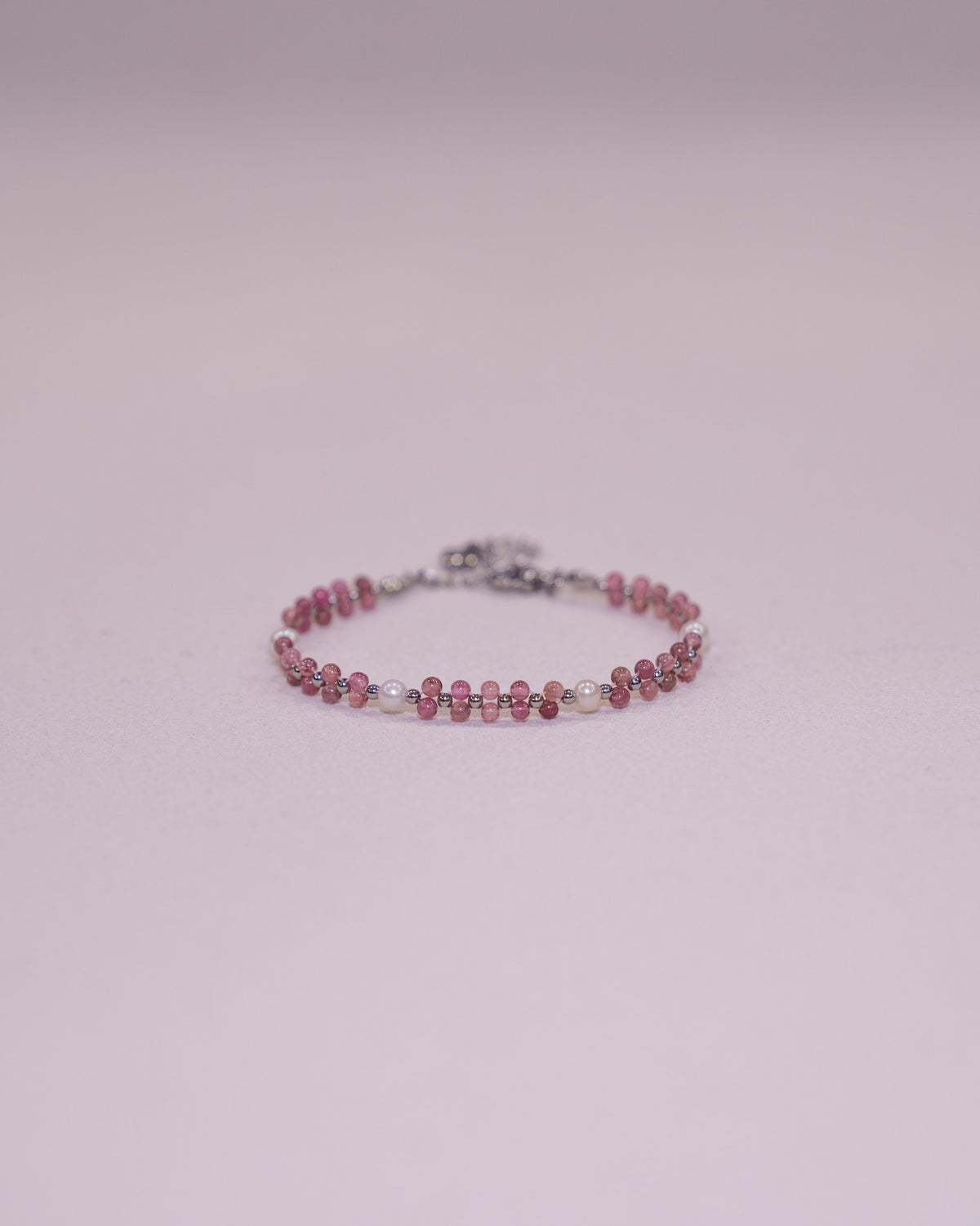 Pink Tourmaline bracelet with Adjustable Chain & Clasp