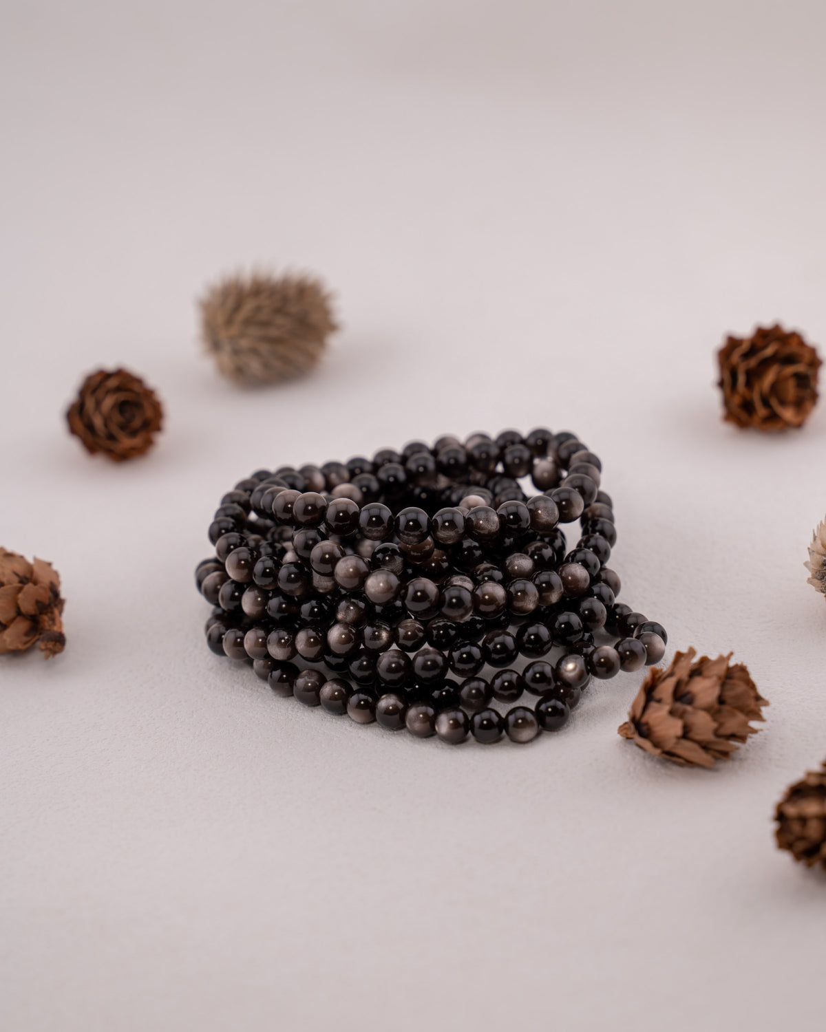 High Quality Silver Sheen Obsidian Bracelet