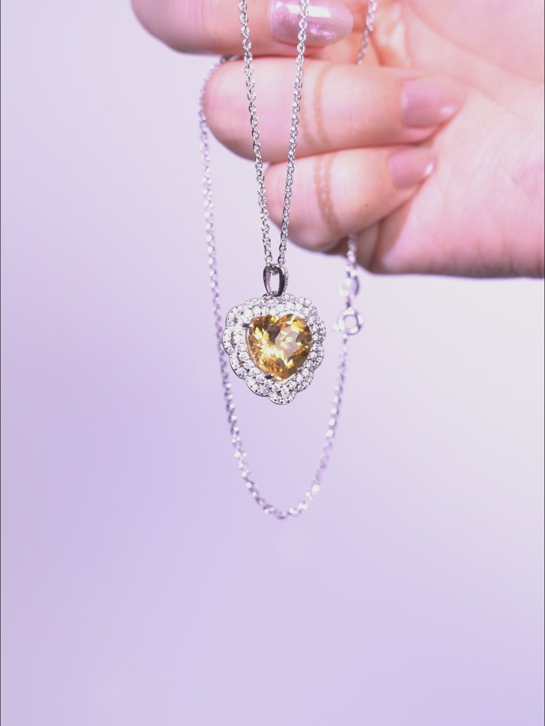 Citrine Heart Silver Necklace