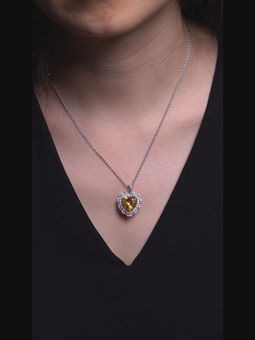 Citrine Heart Silver Necklace