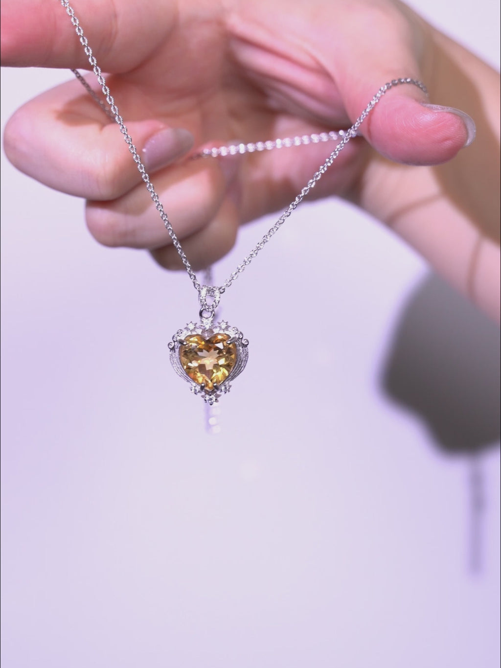 Citrine Heart Silver Necklace
