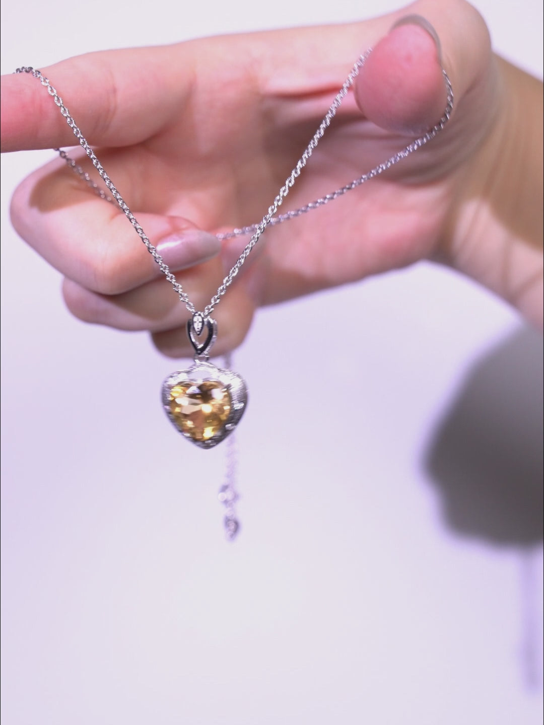 Citrine Heart Silver Necklace